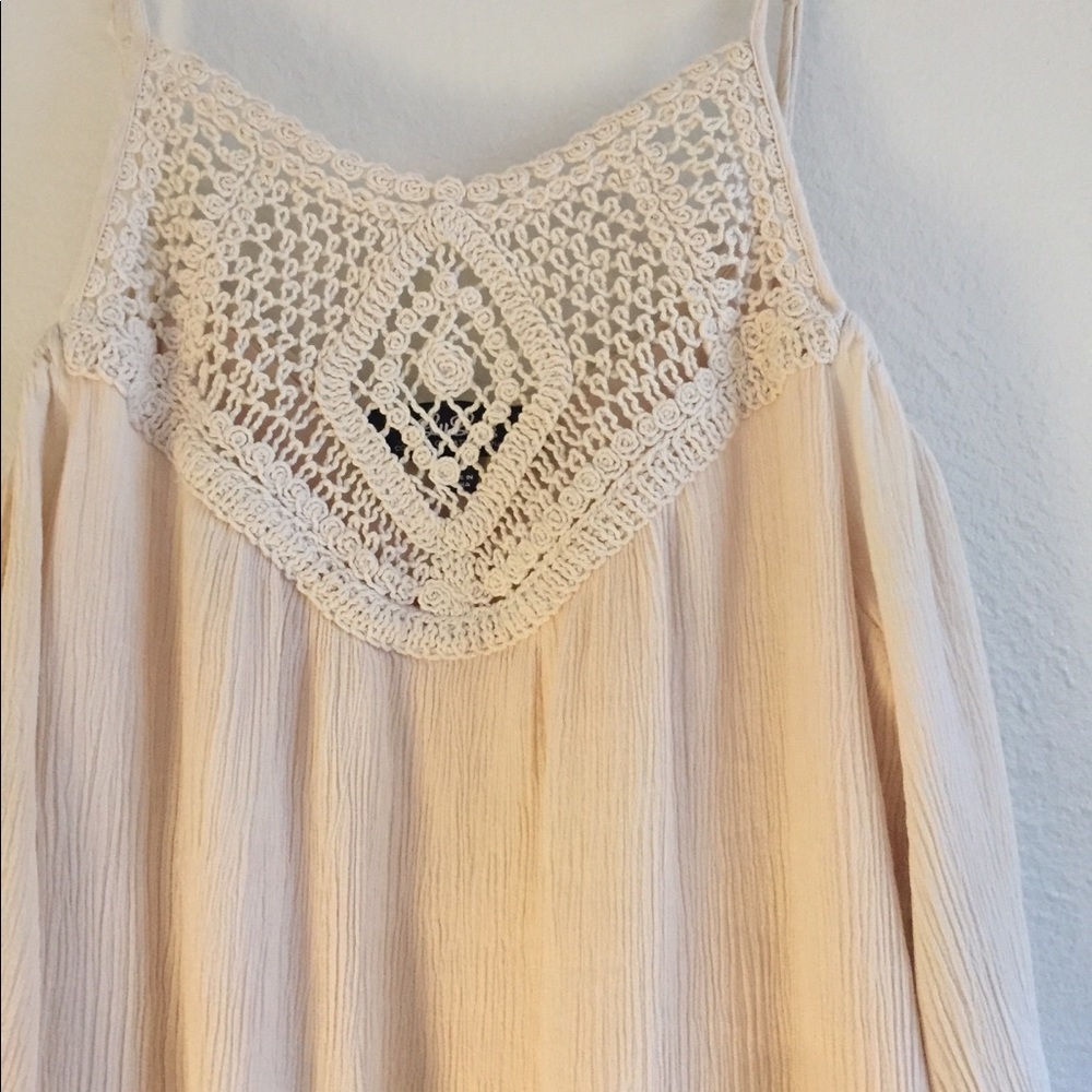 Off the shoulder tan lace top